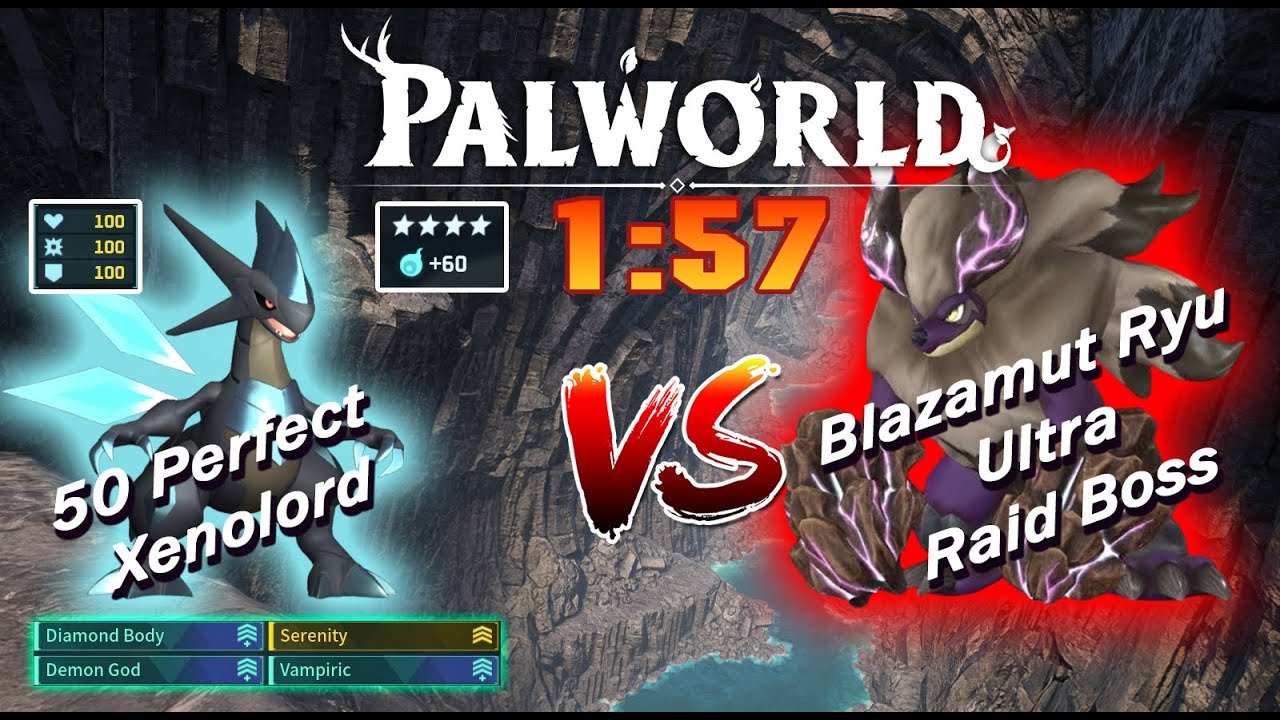 Palworld: 50 Perfect Xenolord vs Blazamut Ryu Ultra in 117 seconds