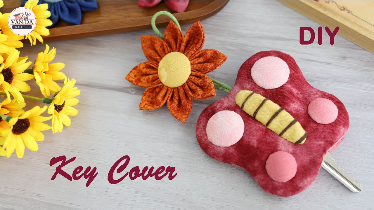 Make a butterfly key cover from fabric scraps - DIY Easy Sewing วิธีเย็บพวงกุญแจรูปผีเสื้อจากเศษผ้า