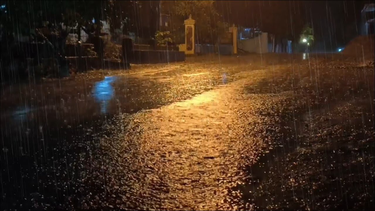 Soothing Night Rain on Empty Street Ambience for Deep Sleep, Calm Mind, and Focus
