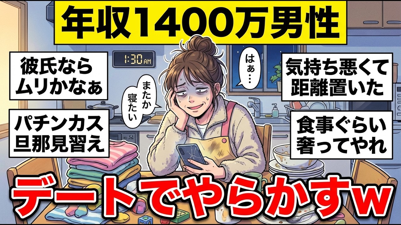 【ガルちゃん有益】マジかww　年収1400万円ハイスペ男性がデートで犯した信じられないミス【ガルちゃん雑談】【更年期キツイ】