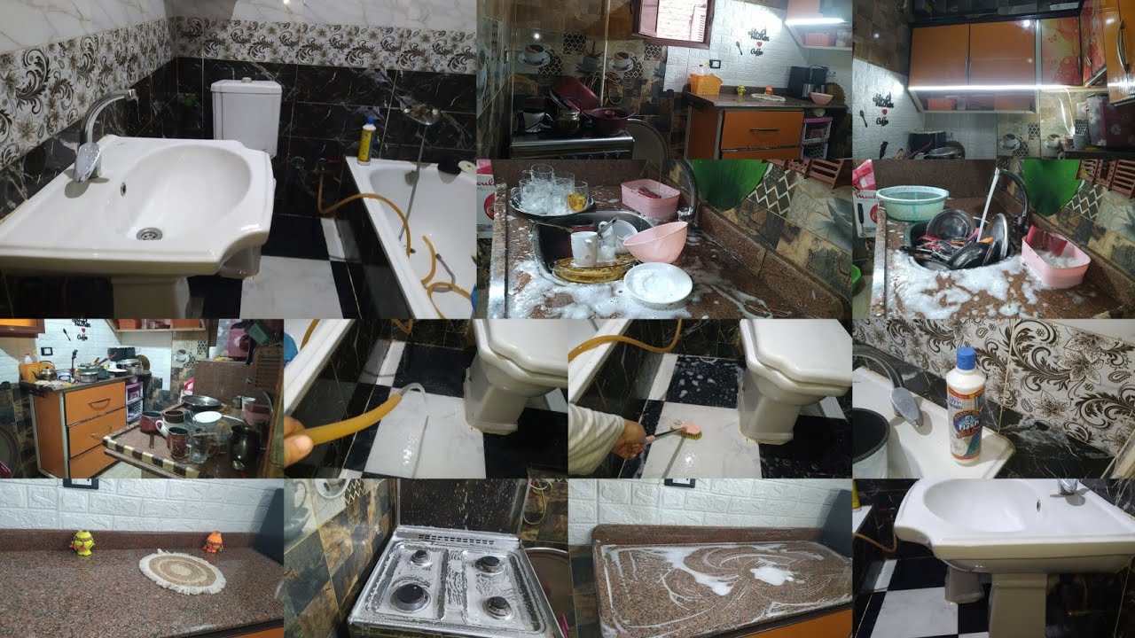 نظافت بيتي تبدأ من مطبخ وحمام 🌿روتين تشجيعي جدا مليان بالراحه النفسيه تجدي الكسل 🧹🪣🫢روتين تحفيزي🌿 🫧