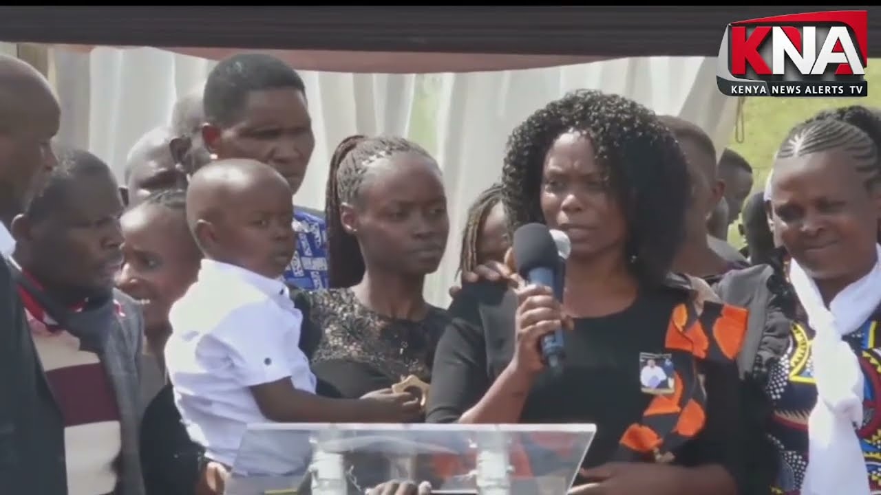 EMOTIONAL MOMENT AS ALBERT OJWANG'S YOUNG WIFE INTRODUCES THEIR SON AT HIS BURIAL