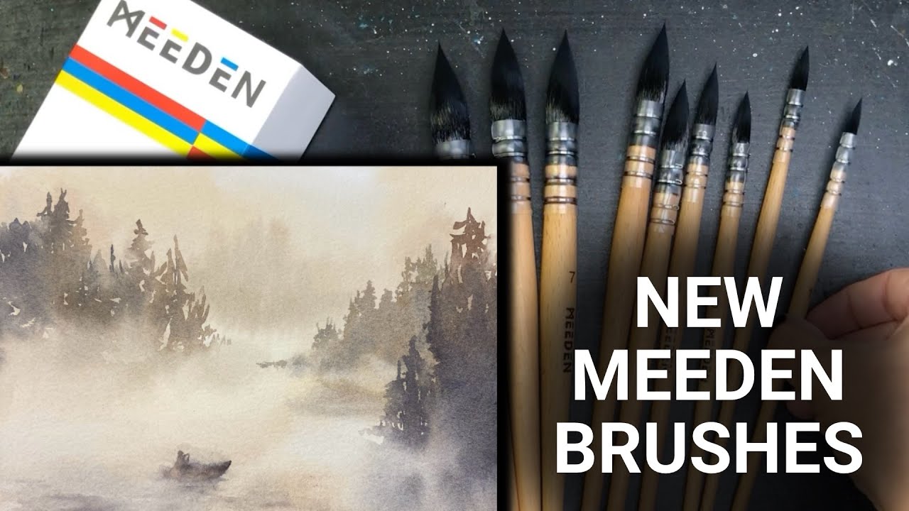 New Professional Meeden Watercolor Brushes! & landscape painting test - 330