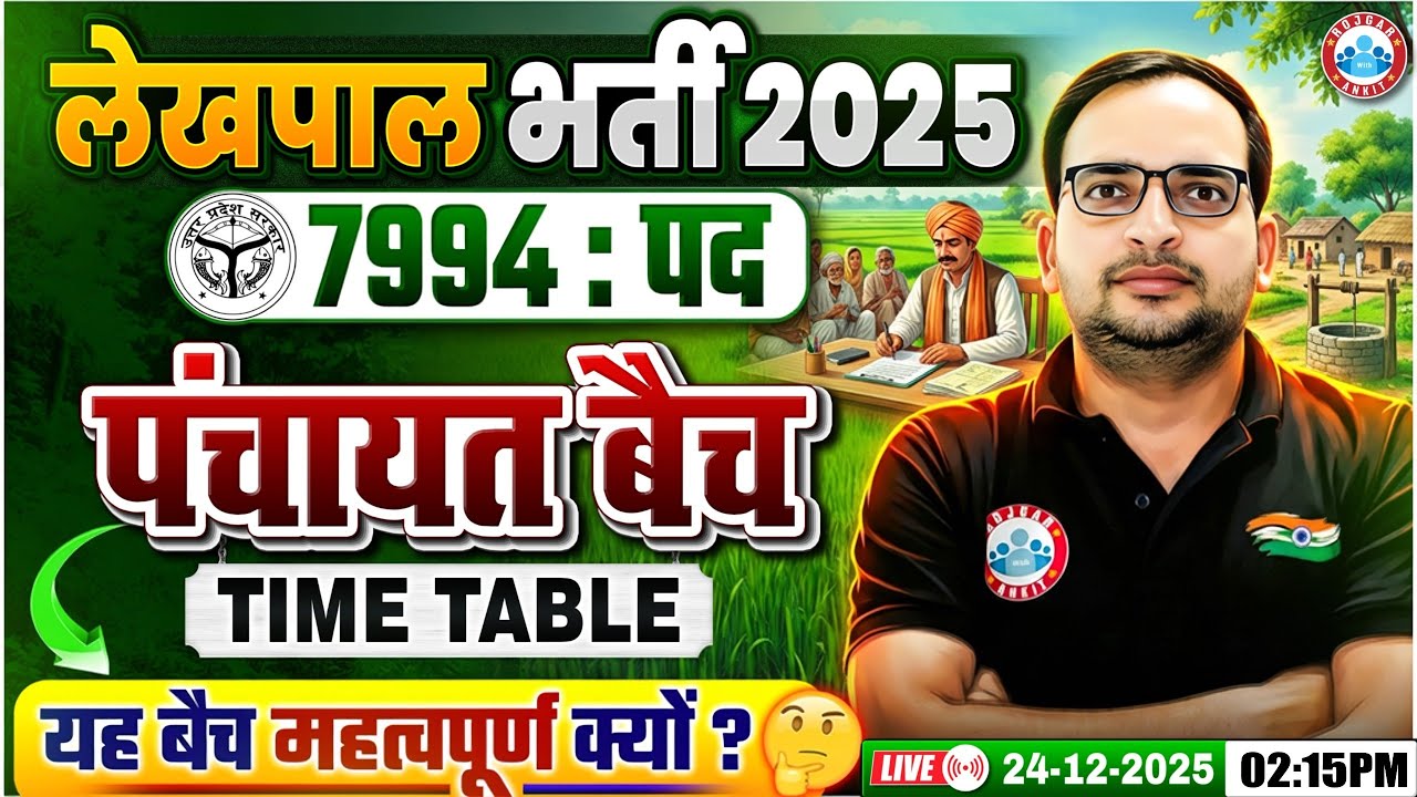 UP Lekhpal New Vacancy 2025 | UPSSSC Lekhpal पंचायत बैच, Team & Time Table | Complete Strategy