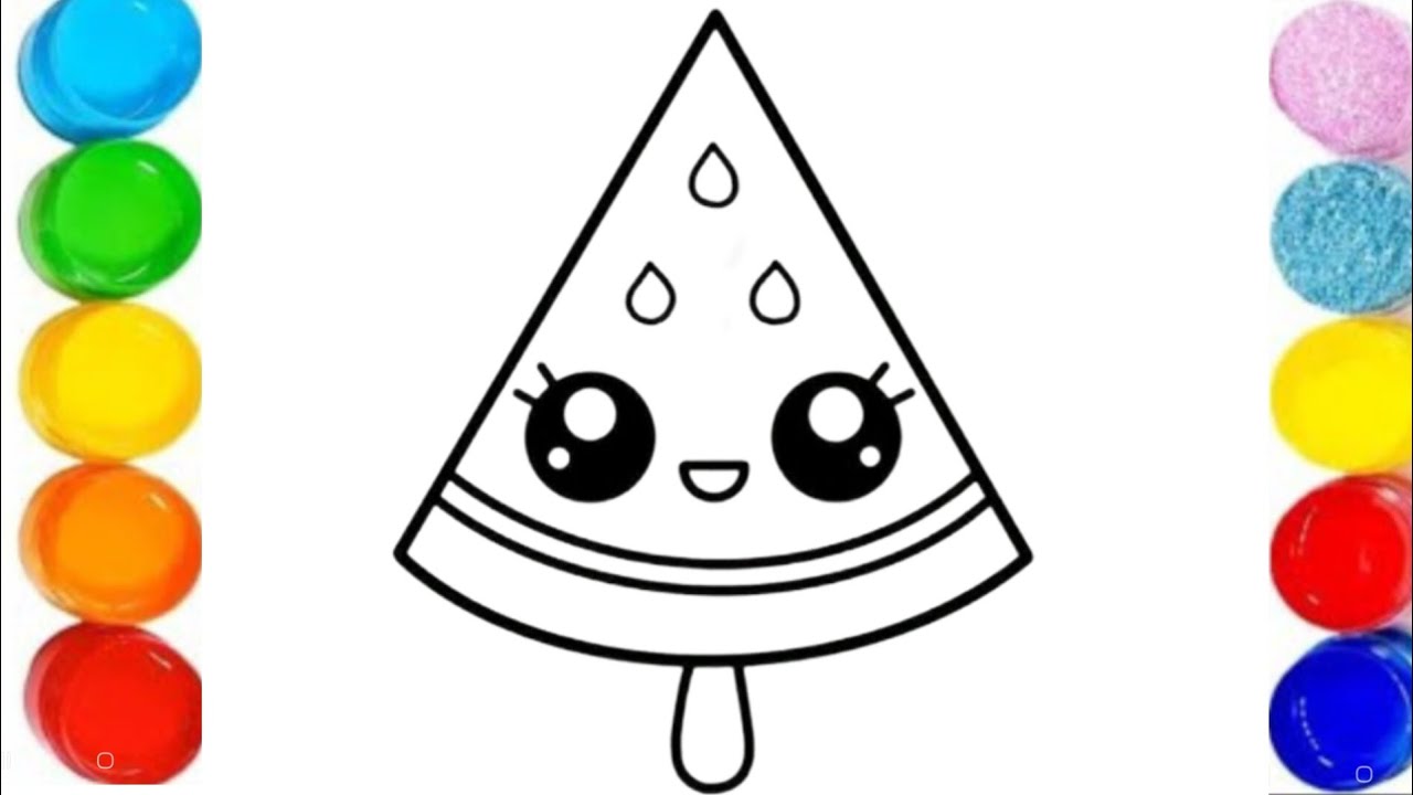 Water melon Ice-cream colouring video kids drawing video easy to draw step by step 