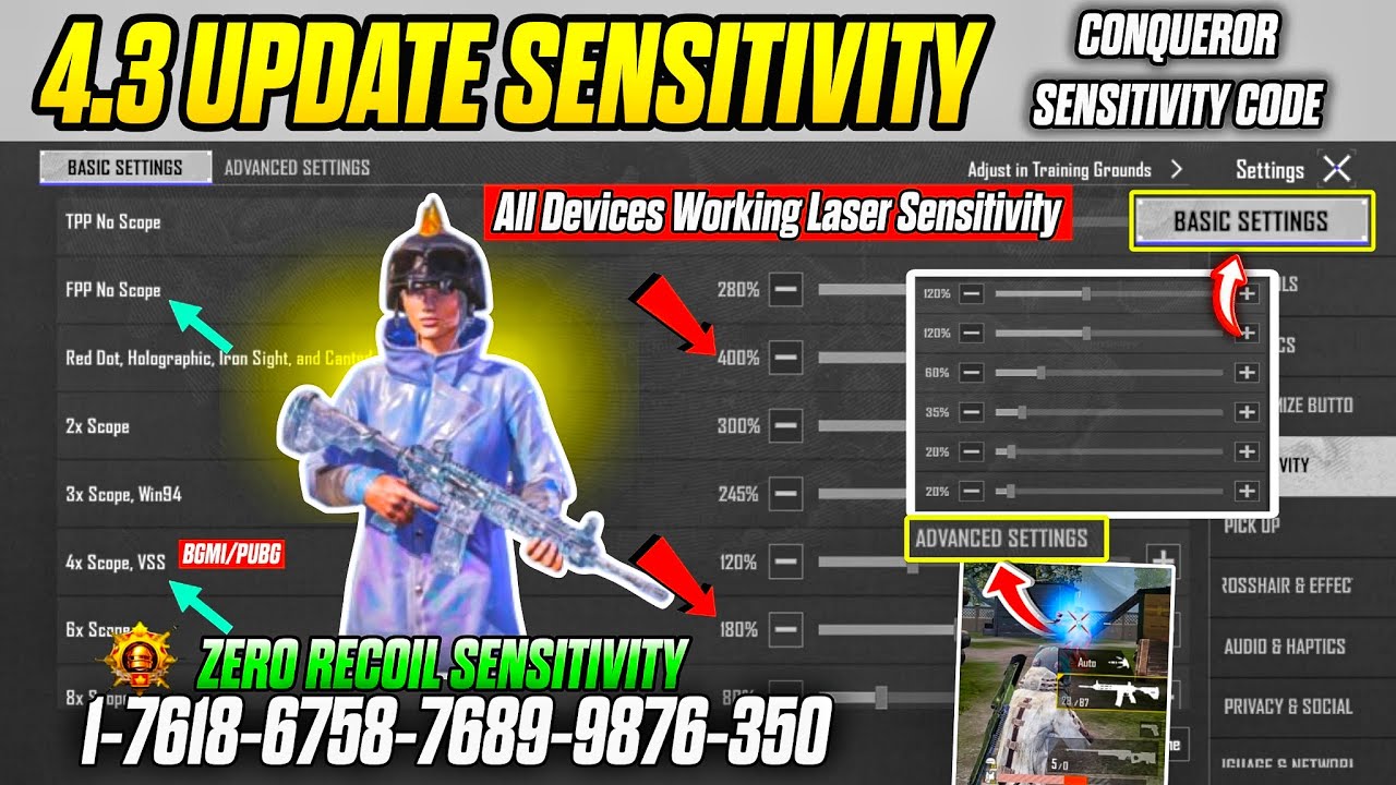 BGMI 4.3 Sensitivity Settings for Every Device 📱 | Gyro + Non Gyro