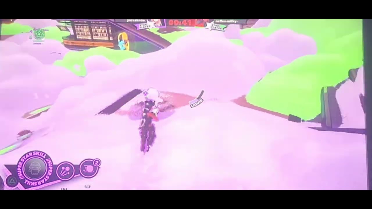 Playing a game called  foamstars