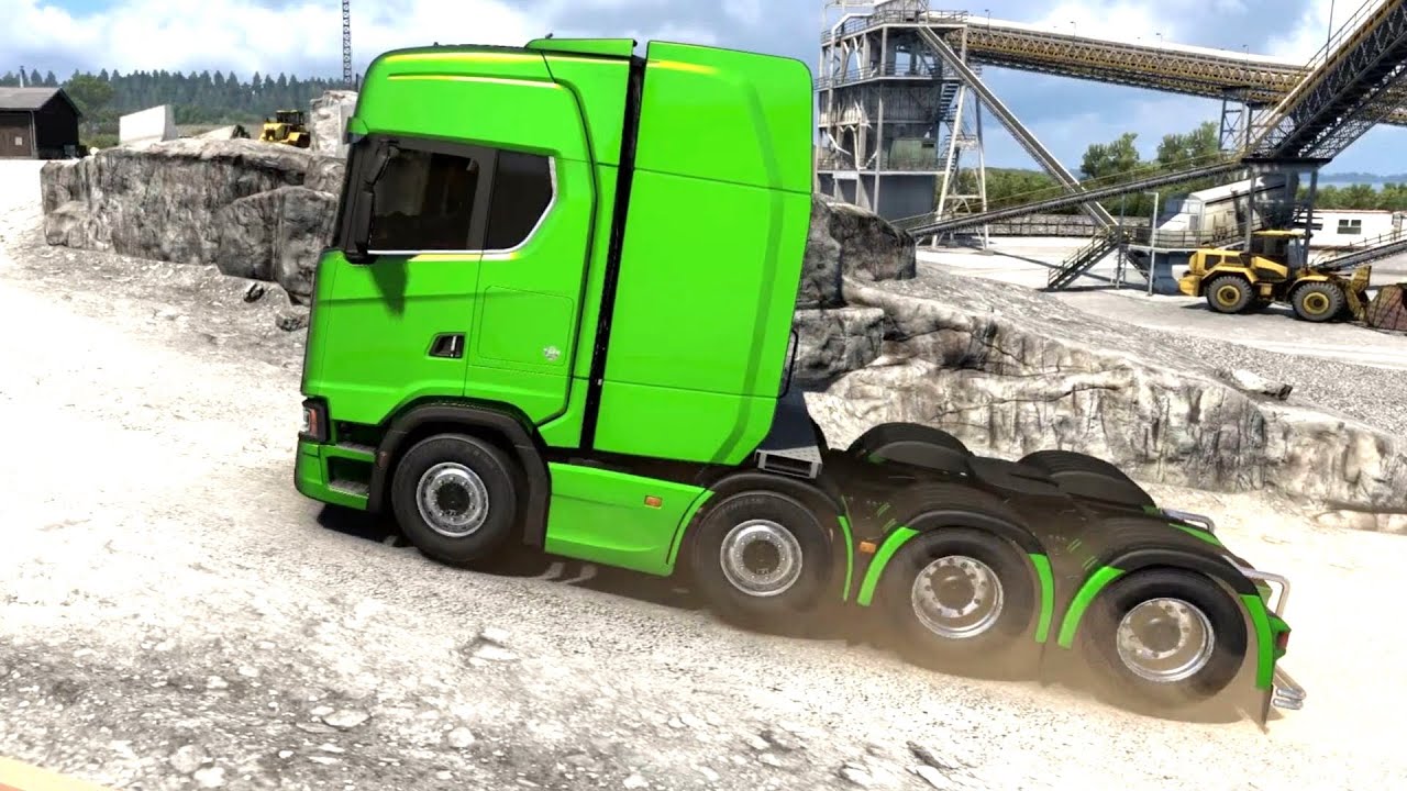 ETS 2 - 8x4 New Generation Scania 730 S Transporting a Bulldozer Part 1