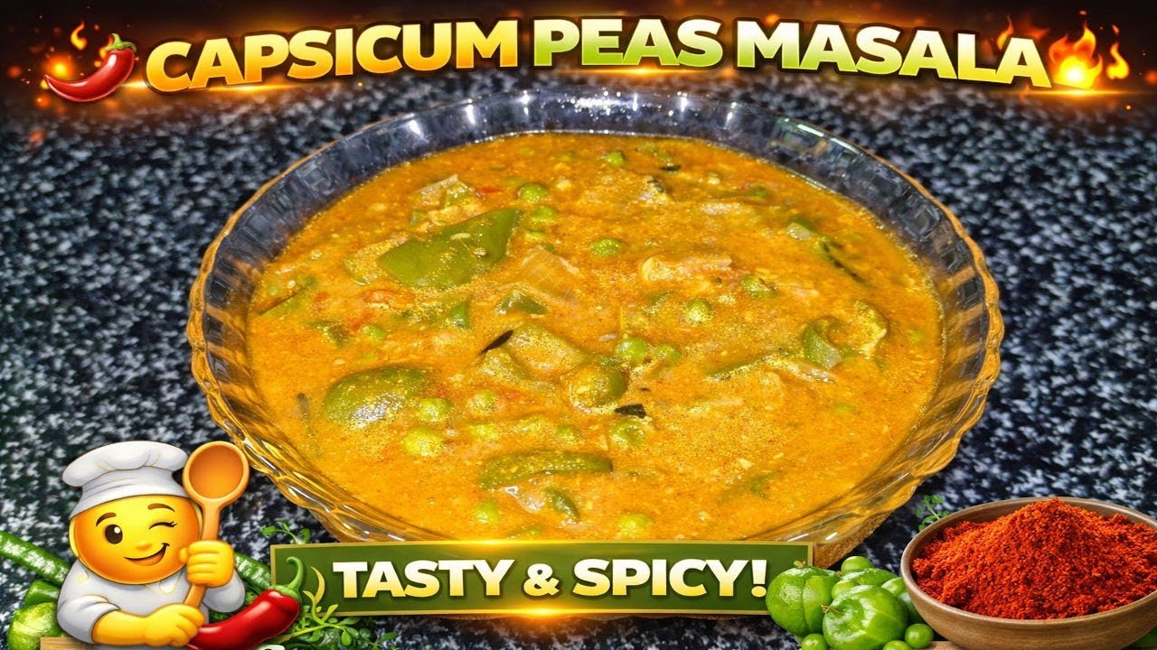 ಕ್ಯಾಪ್ಸಿಕಂ ಬಟಾಣಿ ಮಸಾಲ ರೆಸಿಪಿ ಹೇಗೆ ಮಾಡುವುದು 🤔Capsicum peas masala recipe in kannada 