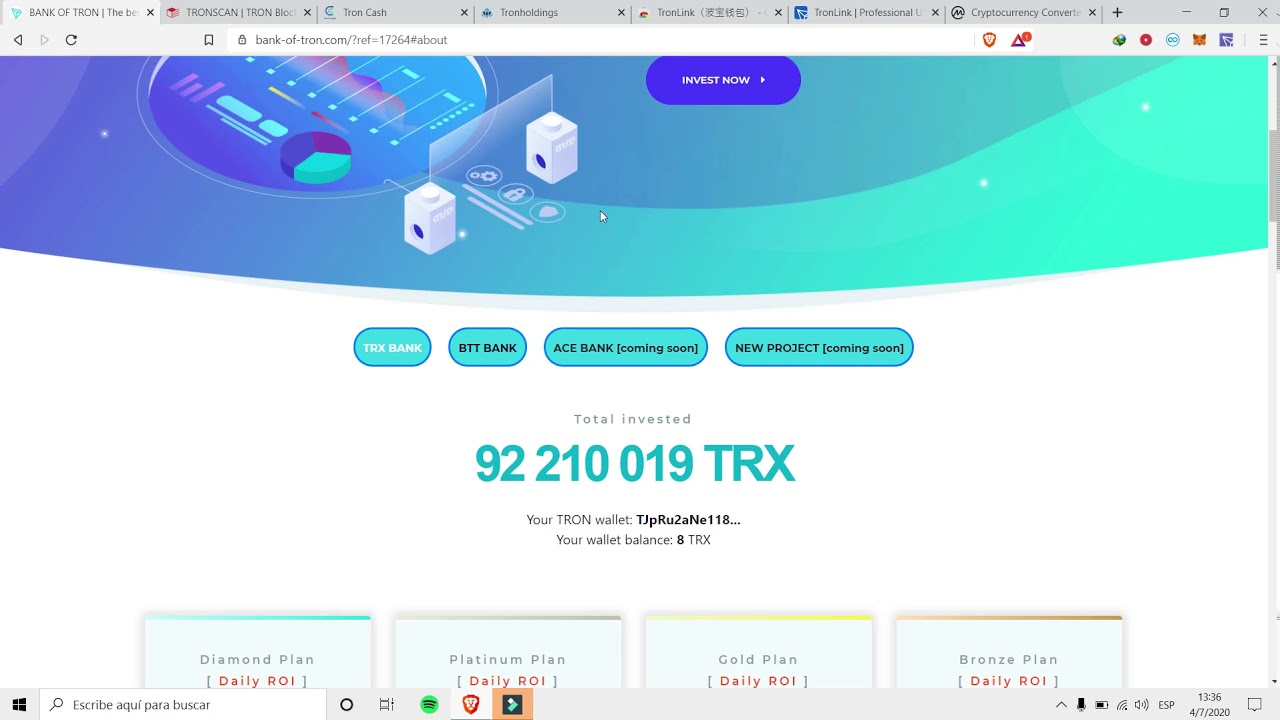 Microinversiones con TRON!!!! Bank Of Tron, Tron Cash, Tron Holdings! Pagando!!