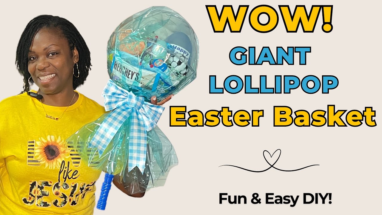 DIY Jumbo Lollipop Easter Basket. You won’t believe this! Easy & Simple, Step-by-step tutorial. #diy