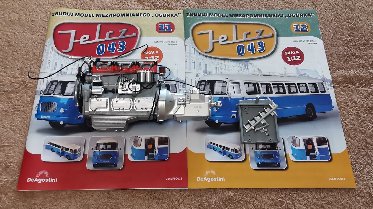 Jelcz 043. Odcinek 6. Numery 11-12. Zbuduj kultowy autobus PRL 1:12 DeAgostini.