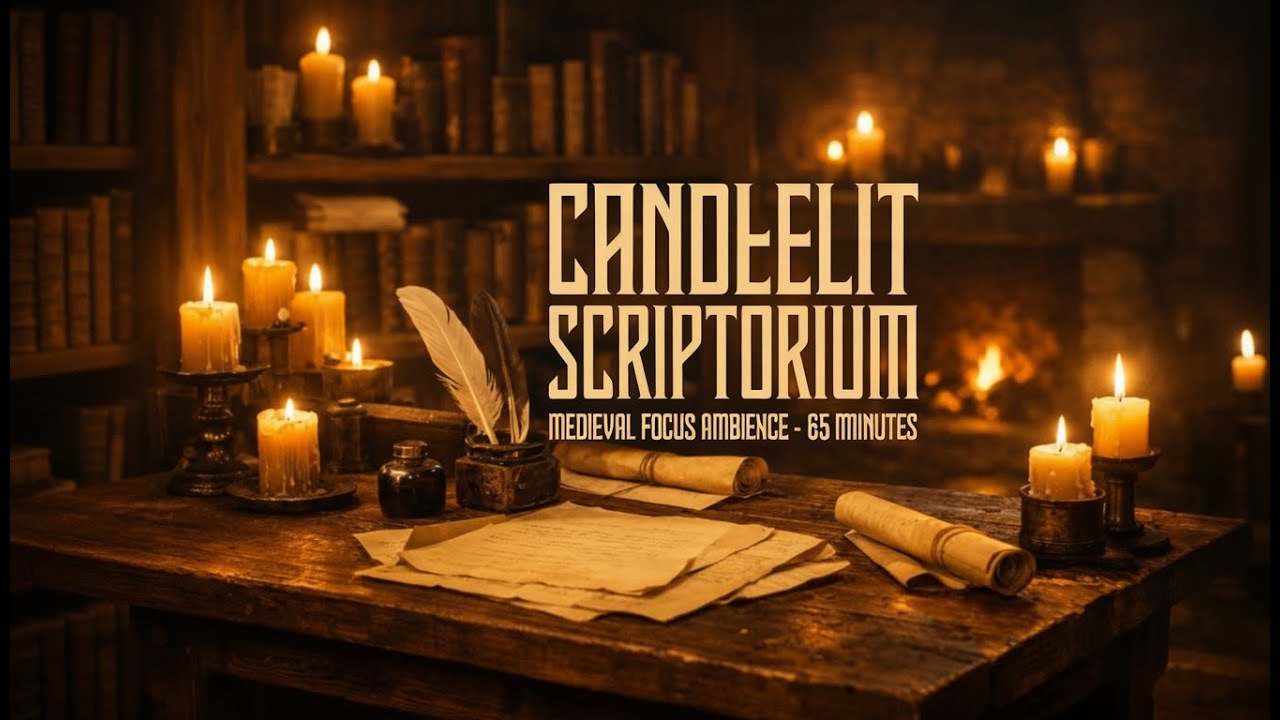 Candlelit Scriptorium Inn | Medieval Study Ambience (Instrumental) #focusmusic #dndambience #tavern