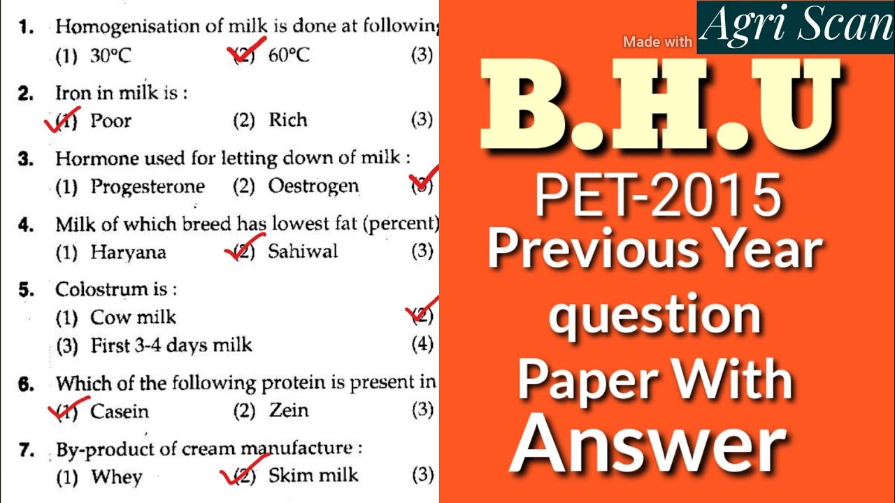 BHU PET-2015 Msc(Ag.) Solve question paper (B.H.U.)|| Agri scan