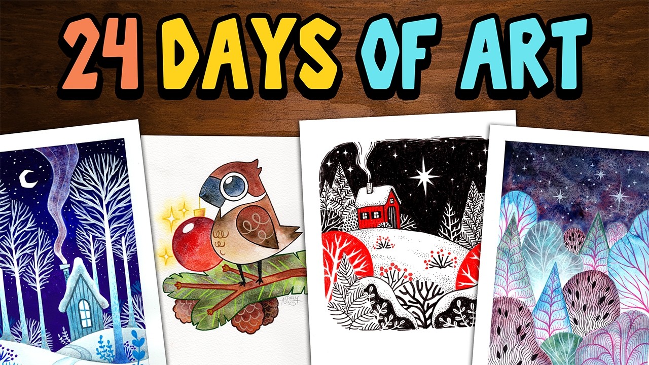 All the art I made for my art advent calendar challenge in December 2025