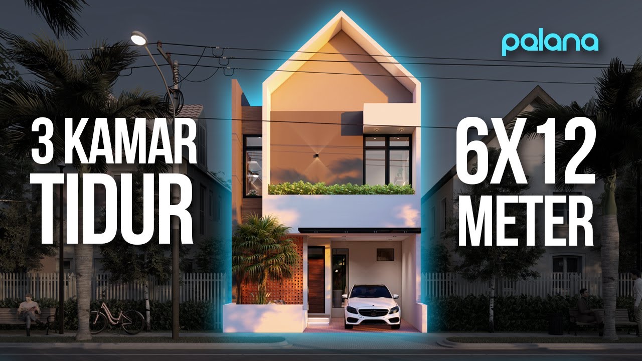 Desain rumah minimalis 2 lantai ukuran 6x12 meter dengan 3 kamar tidur