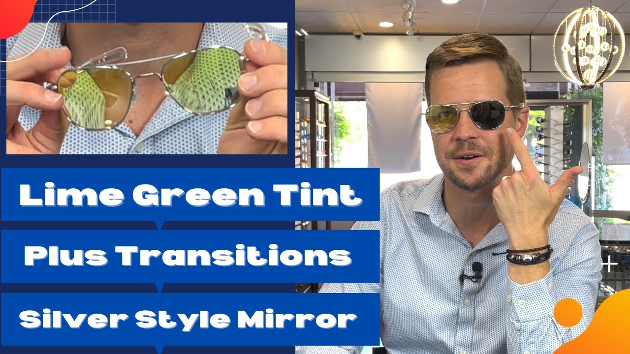 Lime Green Tint with Transitions Silver Style Mirrors | Original Pilot Frame by AO Eyewear
