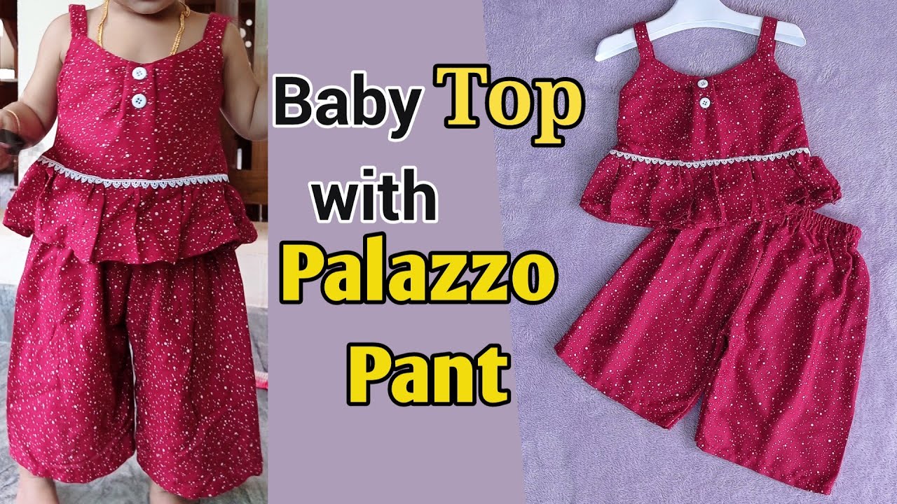 Baby Palazzo Pant With Top Cutting And Stitching | 1year Baby Palazzo Pant | Baby Top | Baby dress