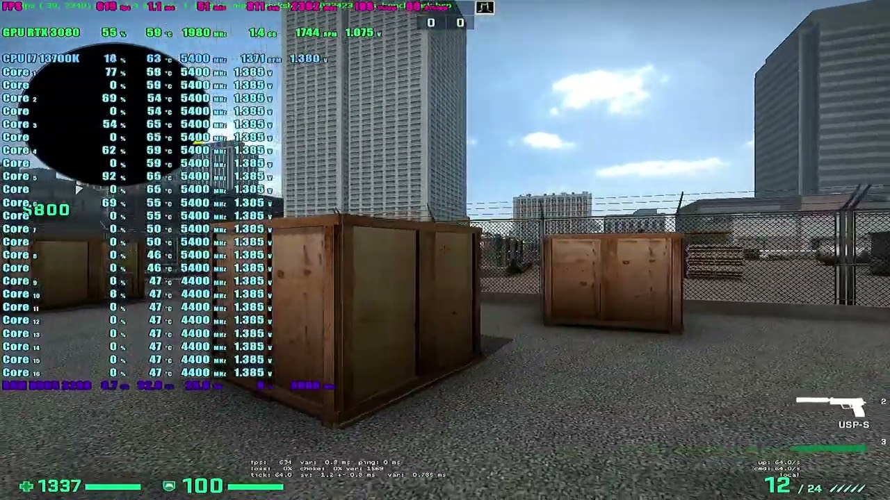 TEST INTEL CORE i7 13700k | GPU RTX 3080 VS CSGO 4/3 1280x960