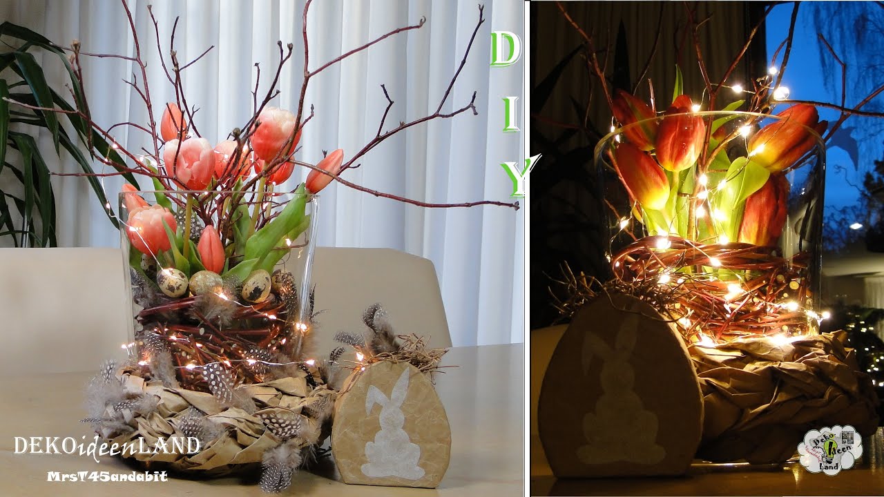 Frühlings/ Osterdeko: Tulpen im Glas | Boho style | basteln mit Papier | floral design DekoideenLand