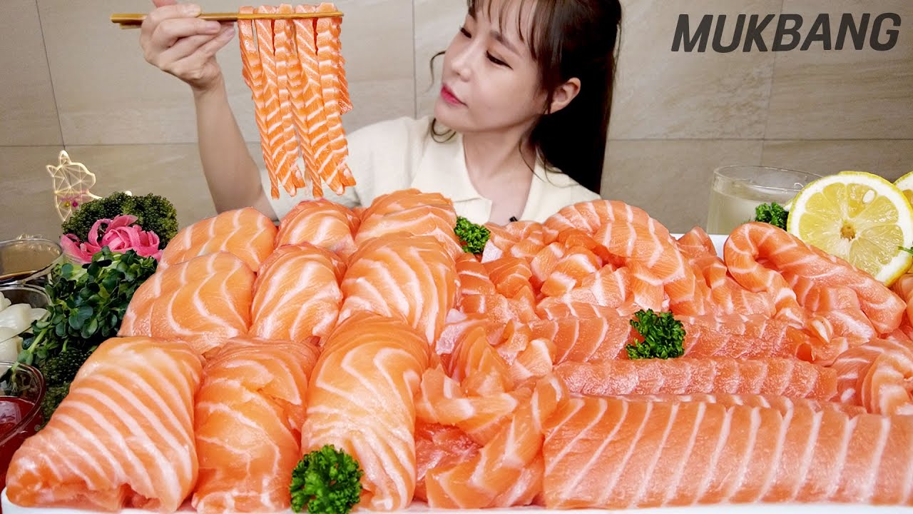 SUB) 연어를 왕창 먹어보자 🧡 연어회 연어국수 연어초밥 하이볼 먹방 RAW SALMON SUSHI SEA GRAPES SEAFOOD REAL SOUND ASMR MUKBANG
