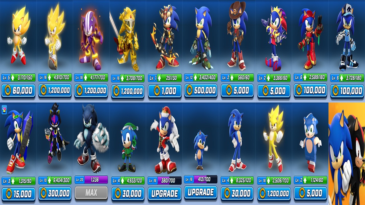 Sonic Forces All 19 Special Sonic Skins: Excalibur, Super, Movie, Werehog, Lego, Baby, Jester & More
