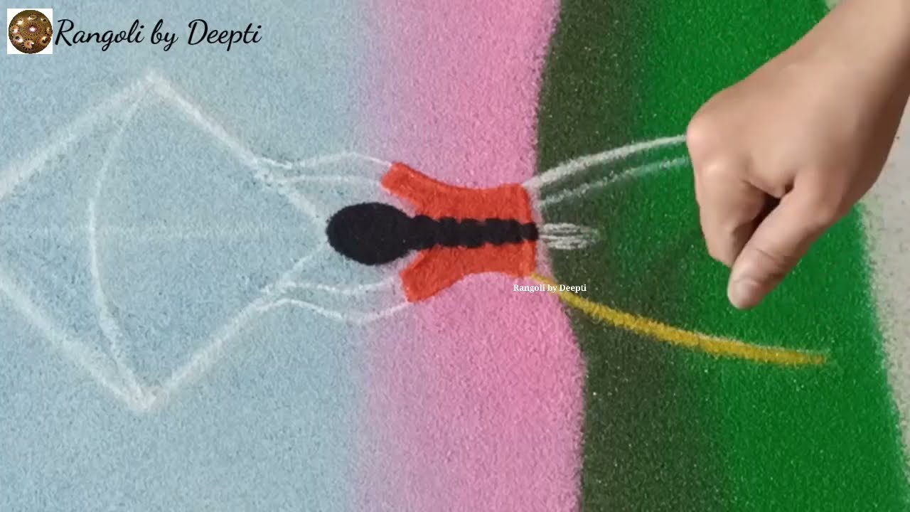 Scenery poster rangoli/Makar Sankranti rangoli 2025/Sankranti special rangoli/Poster rangoli#muggulu