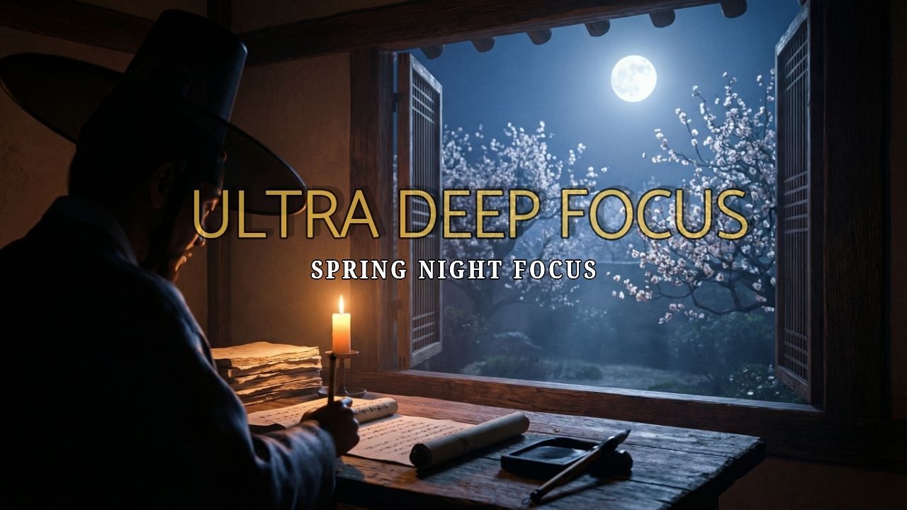 Deep Focus Study Music (1 Hour) | Spring Night Plum Blossom Scholar Room