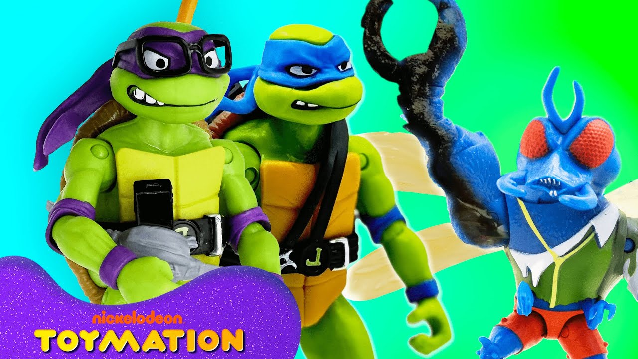 TMNT Toys Fight Superfly in STICKY Mud! | Toymation