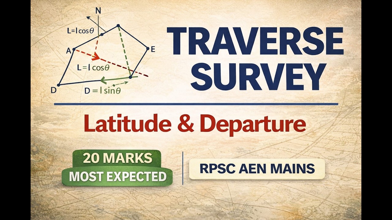 🔥 Traverse Survey – Latitude & Departure | Closing Error + Full Numericals | RPSC AEN Mains