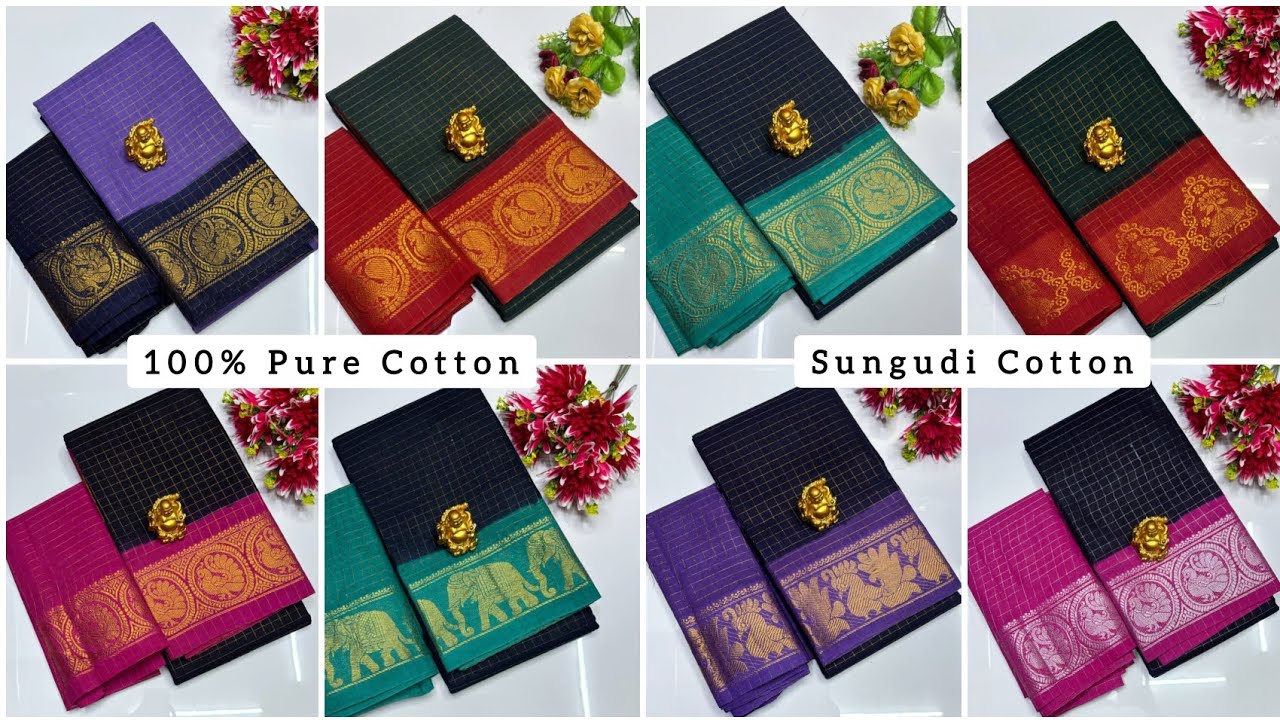 WhatsApp for Order: 9655430091 🍁 Saree With Blouse 820+S 🍁 Madurai Sungudi Cotton Saree #cod
