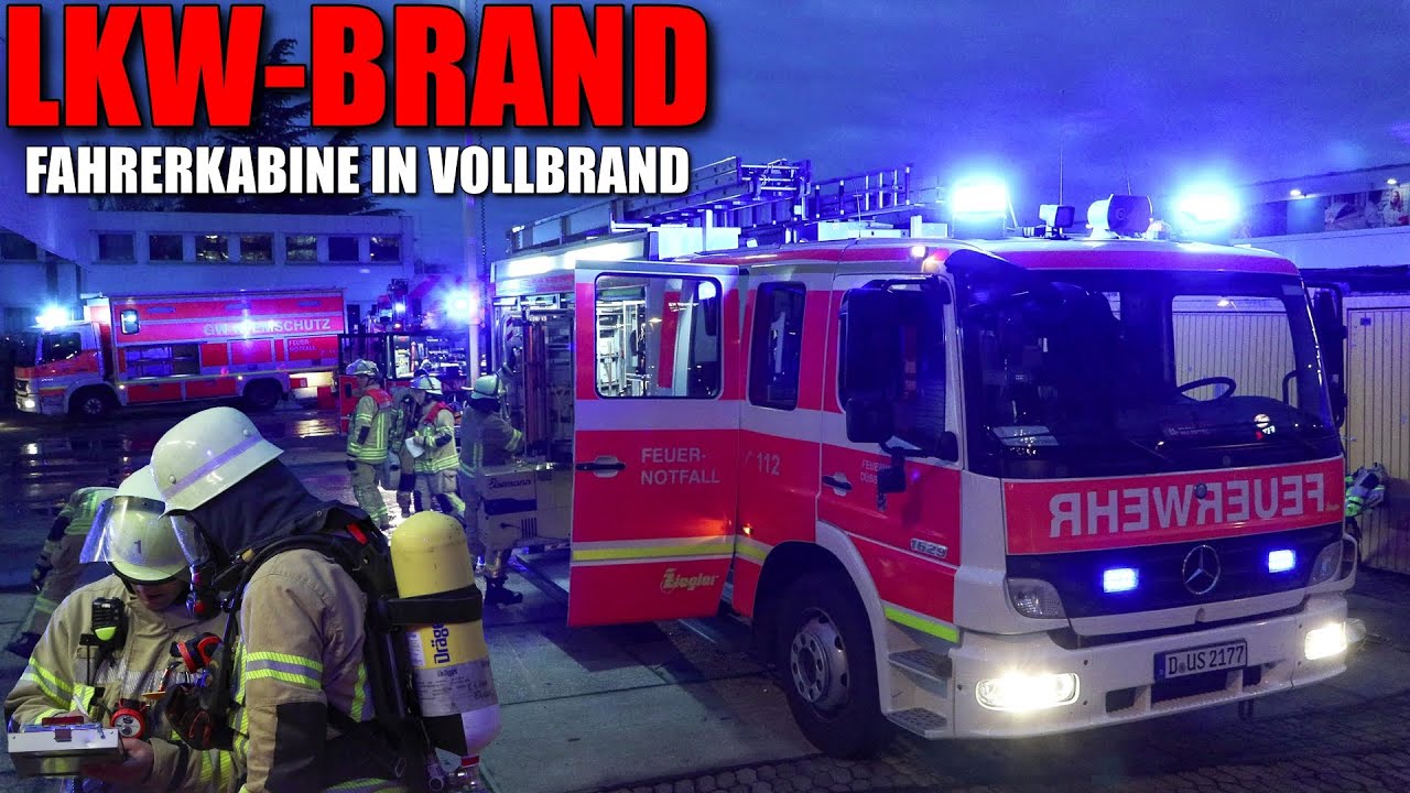 [LKW-BRAND: FAHRERKABINE IN VOLLBRAND!] - Feuerwehr Düsseldorf im Einsatz -