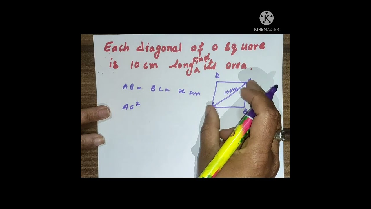 Each diagonal of a square is 10 cm long. Find its Area.🎈