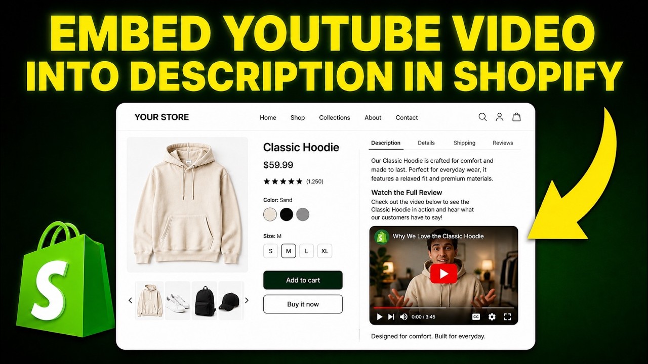 How to Embed a YouTube Video Into a Product Description in Shopify (FAST & EASY)