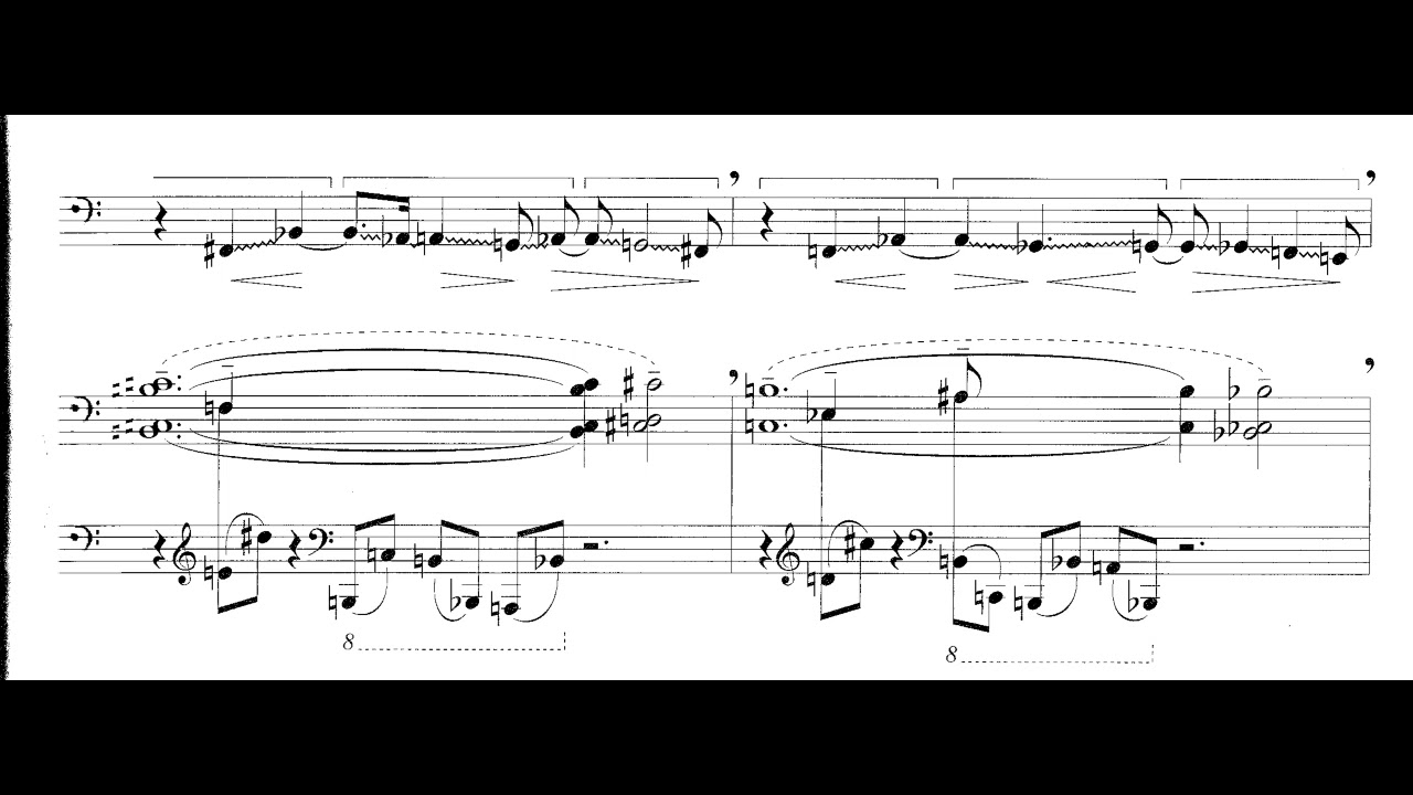 Gygory Kurtag - Six Pieces For Trombone And Piano (1999) [Score-Video]