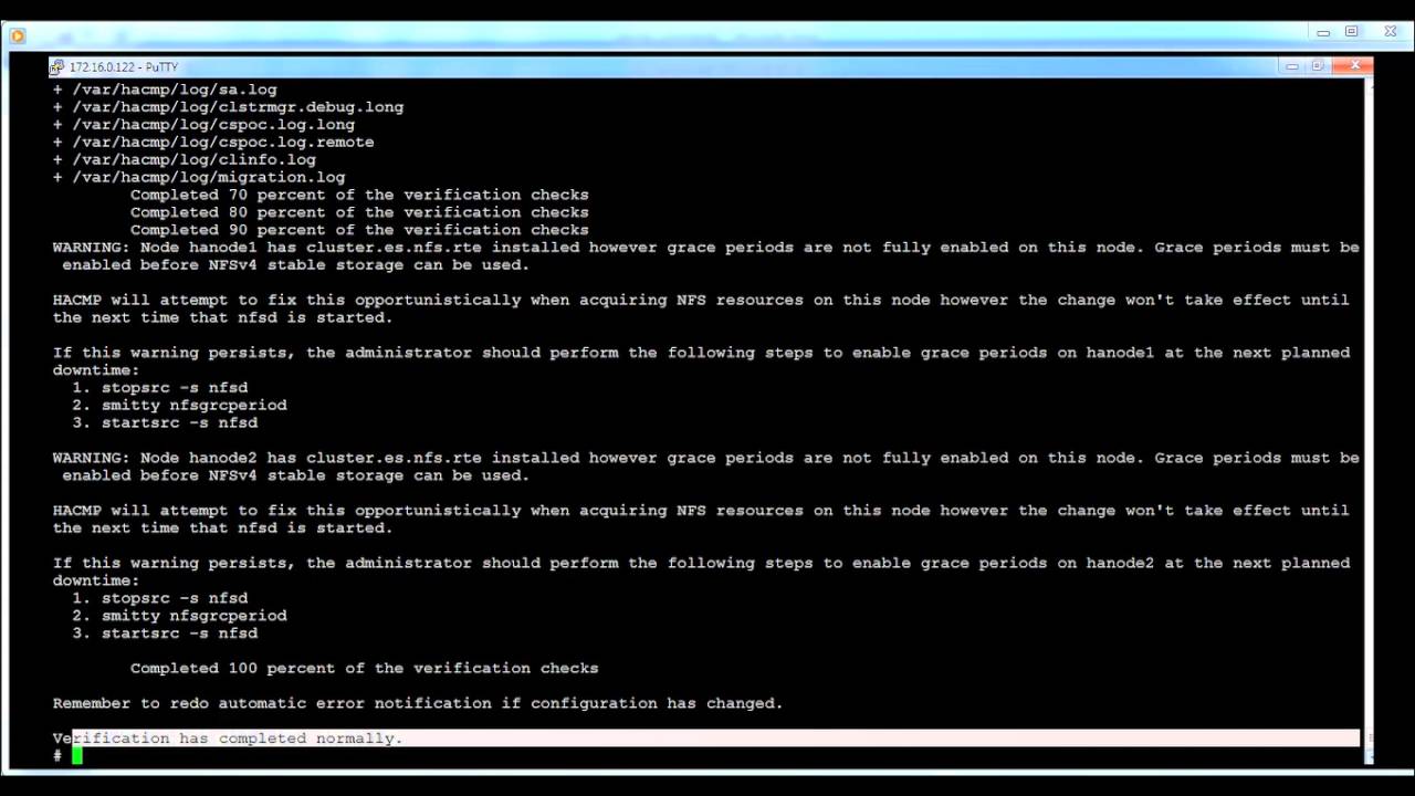 check Hacmp  cluster services , version, configuration, resource group Names, cluster verification