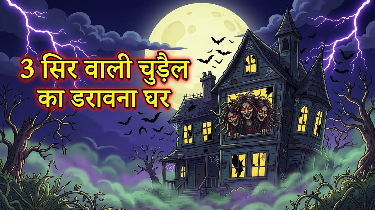 Vo raat uss ghar mai 3 ser wali chudail ka ghar 👻 #animatedstory#hindistory#cartoonstory#hindi