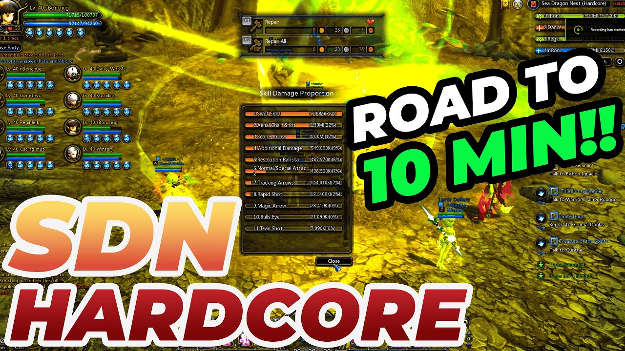 🎯 SDN HC ⚡Road to 10 MIN Speedrun | Azazil POV 🏹 BowMaster Gameplay🔥 #dragonnestclassic  #dnclassic