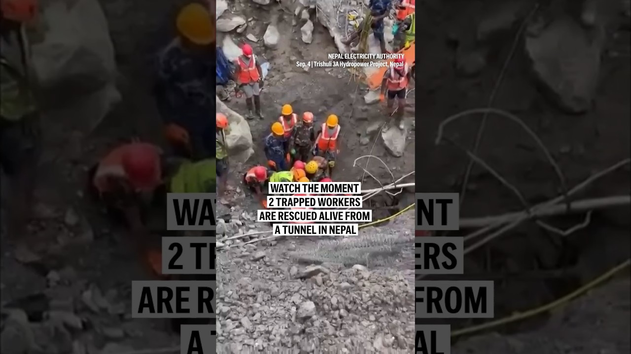 Watch the moment 2 trapped workers are rescued alive from a tunnel in Nepal