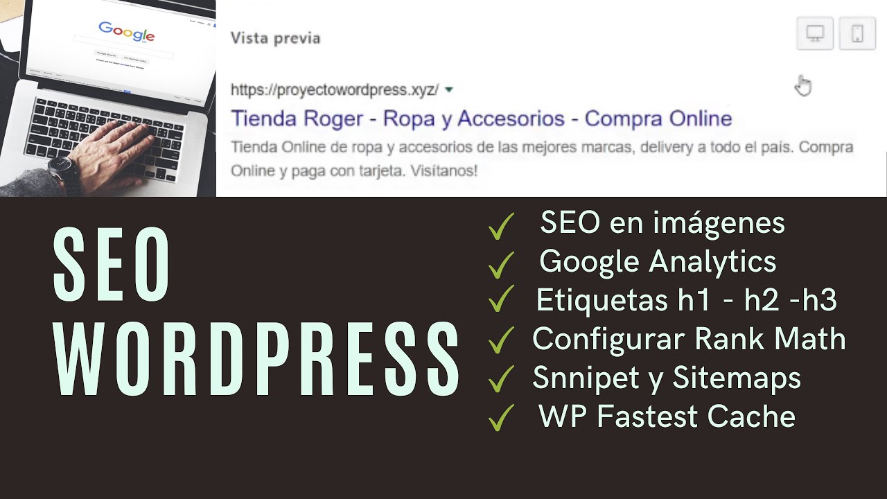 SEO Wordpress Posicionamiento web - Rank Math - Google Analytics - WP Fastest Cache - Search Console