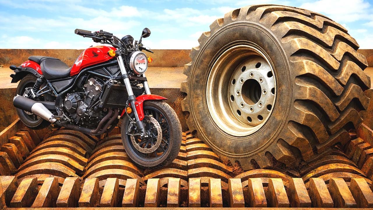 Giant Shredder Destroys Motorcycle & Massive Tire | Extreme Shredding Experiment