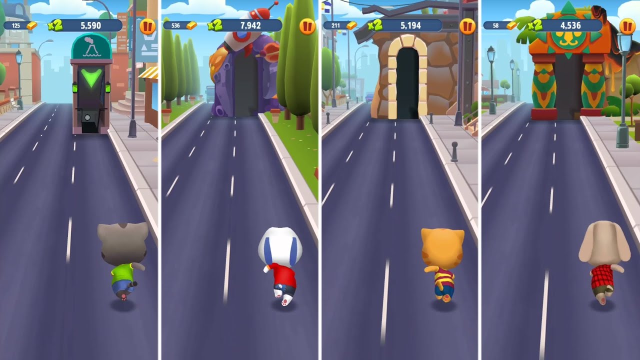 Talking Tom Gold Run: Talking Tom,Talking Hank,Talking Ginger,Talking Ben (Android/iOS) Gameplay