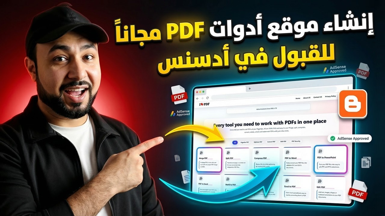 إنشاء موقع أدوات PDF احترافي مجانًا | قالب أدوات جاهز للقبول في جوجل أدسنس 🤑