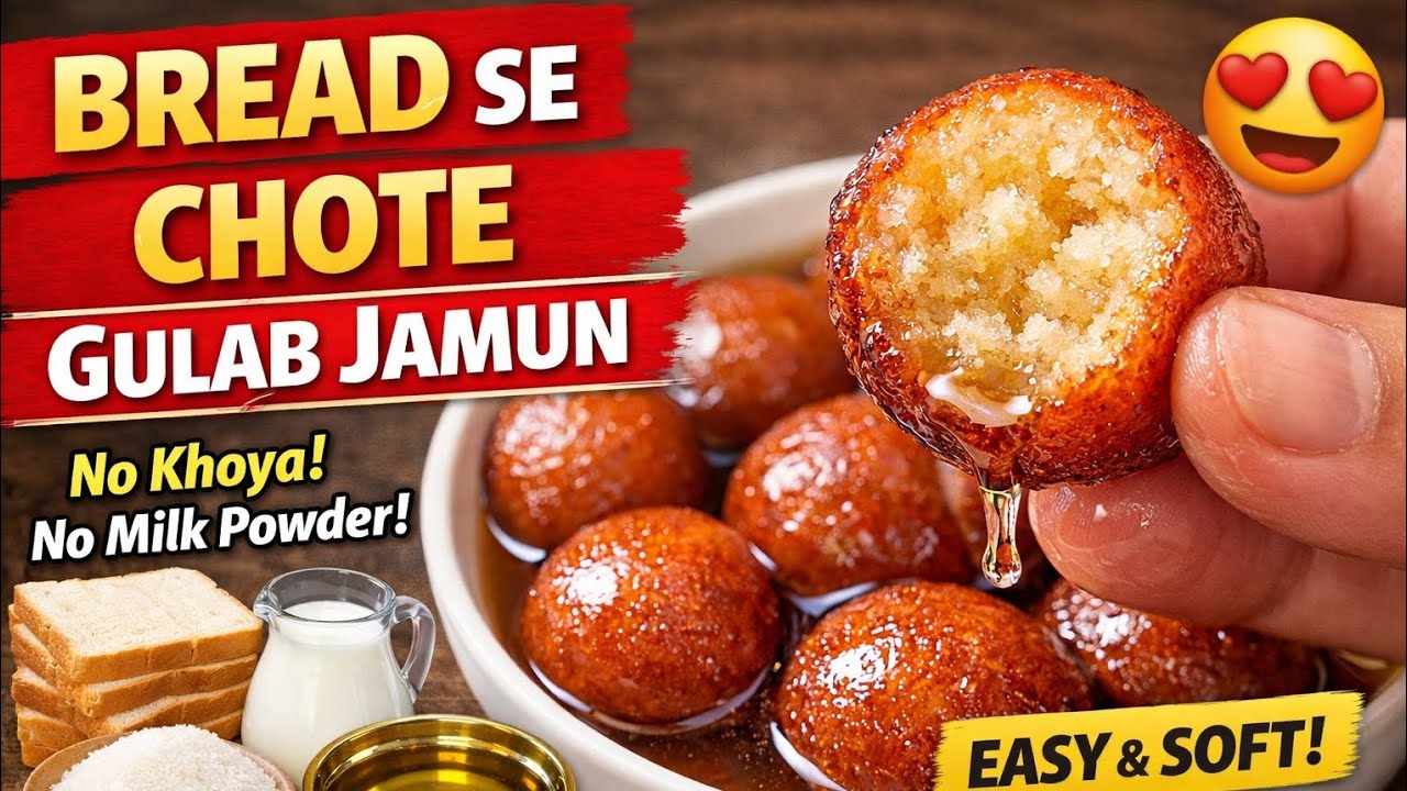 Bread Gulab Jamun Recipe 😋 | Market Jaise Soft | 10 Minute Dessert