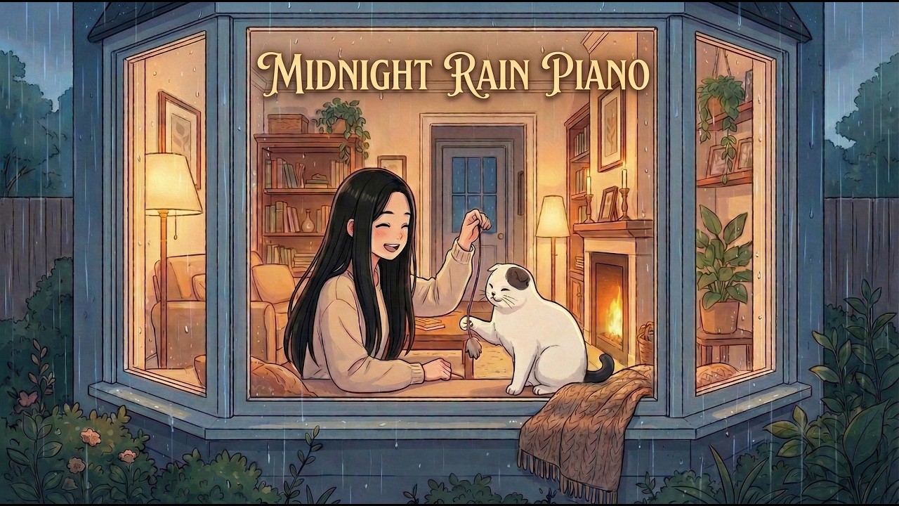 Midnight Rain Piano | Lofi & Chillhop Mix | 🌙 เพลงเปิดคลอทำงาน ฟังเพลินๆ หลับสบาย