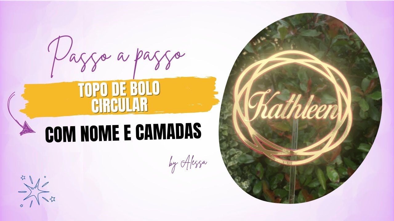 Topo de Bolo CIRCULAR com NOME e em CAMADAS | Passo a Passo no Personalizados