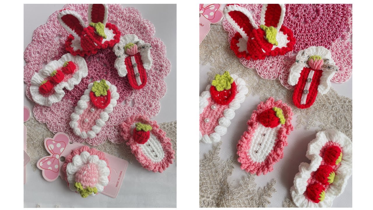 “Crochet Hairclip/Hairpin” móc kẹp tóc len trái dâu 🍓-Part2