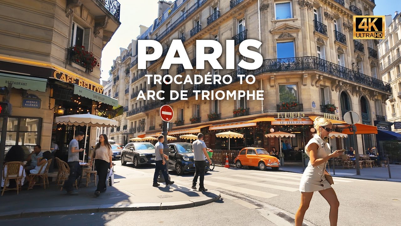 PARIS - Eiffel Tower to Arc de Triomphe walk - 4K
