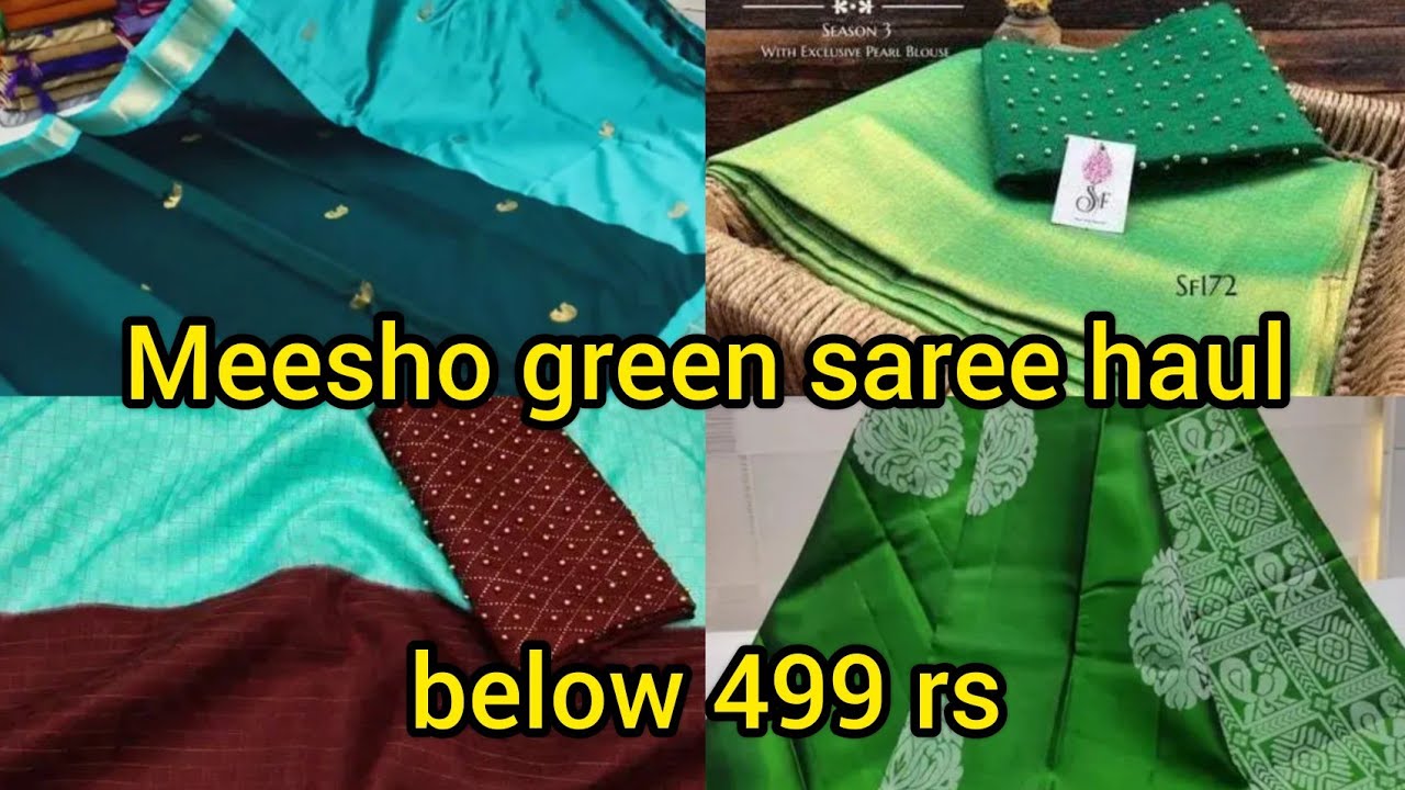 Meesho Green Saree Collection  பச்சை நிறமே பச்சை நிறமே Meesho Green Saree Haul @agasthiyasallinall