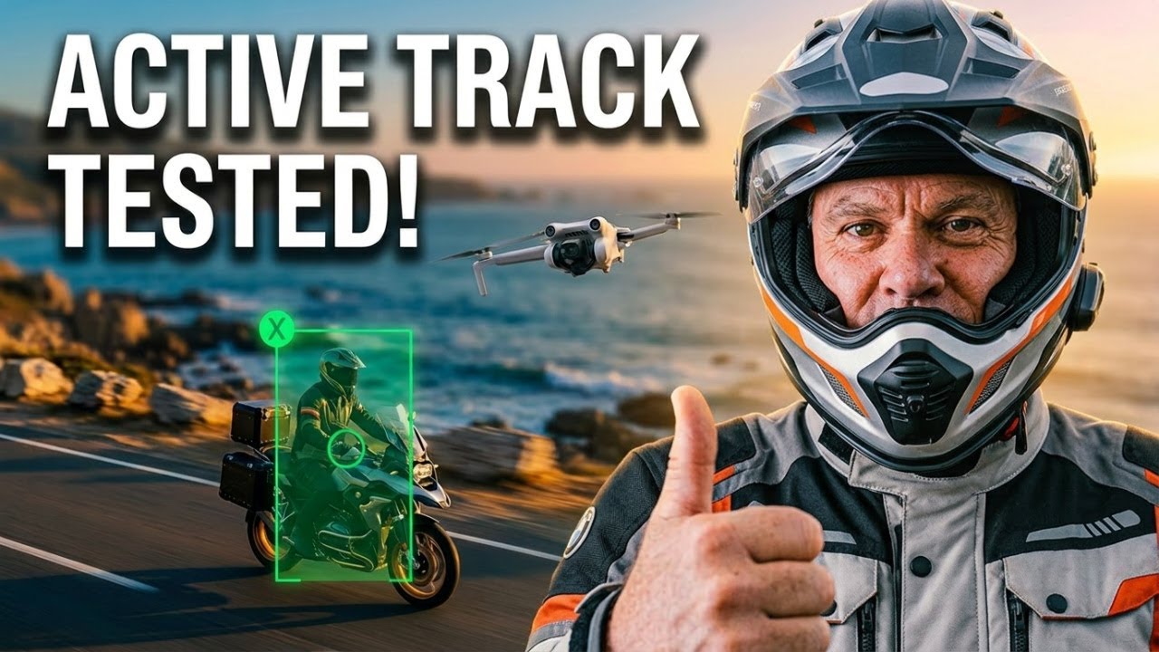 Тест DJI Mini 5 Pro ActiveTrack на мотоцикле – реальная скорость, динамическая точка возврата и п...